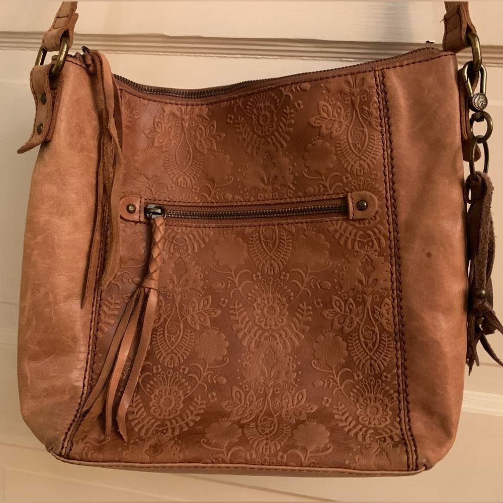 The Sak Ashland tan Leather Embossed Zip Top
Crossbody Bag